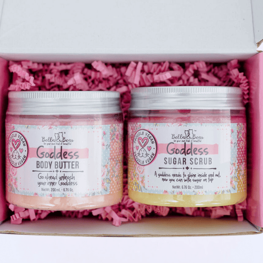 Bella and Bear Bath & Body Care Goddess Gift Set - 3-in-1 Body Scrub & Goddess Body Butter