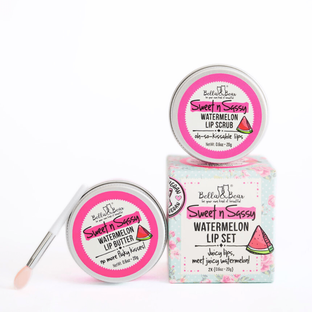 Bella and Bear Health & Beauty Sweet 'n' Sassy Watermelon Lip Set - Lip Scrub & Lip Butter
