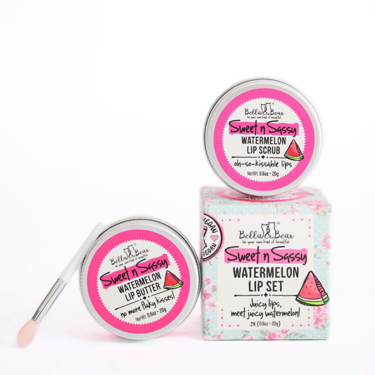 Bella and Bear Health & Beauty Sweet 'n' Sassy Watermelon Lip Set - Lip Scrub & Lip Butter