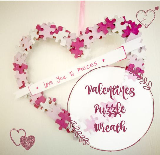 DIY Valentines Puzzle wreath
