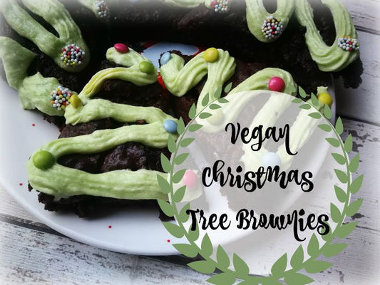 Vegan christmas tree brownies