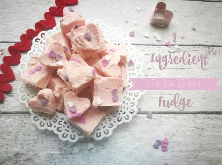 Valentines; 2-ingredient strawberry fudge